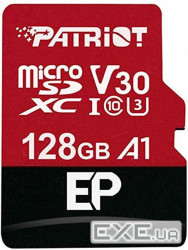 Карта пам'яті MicroSDXC 128GB UHS-I/U3 Class 10 Patriot EP A1 R90/W80MB/s + SD-adapt (PEF128GEP31MCX)
