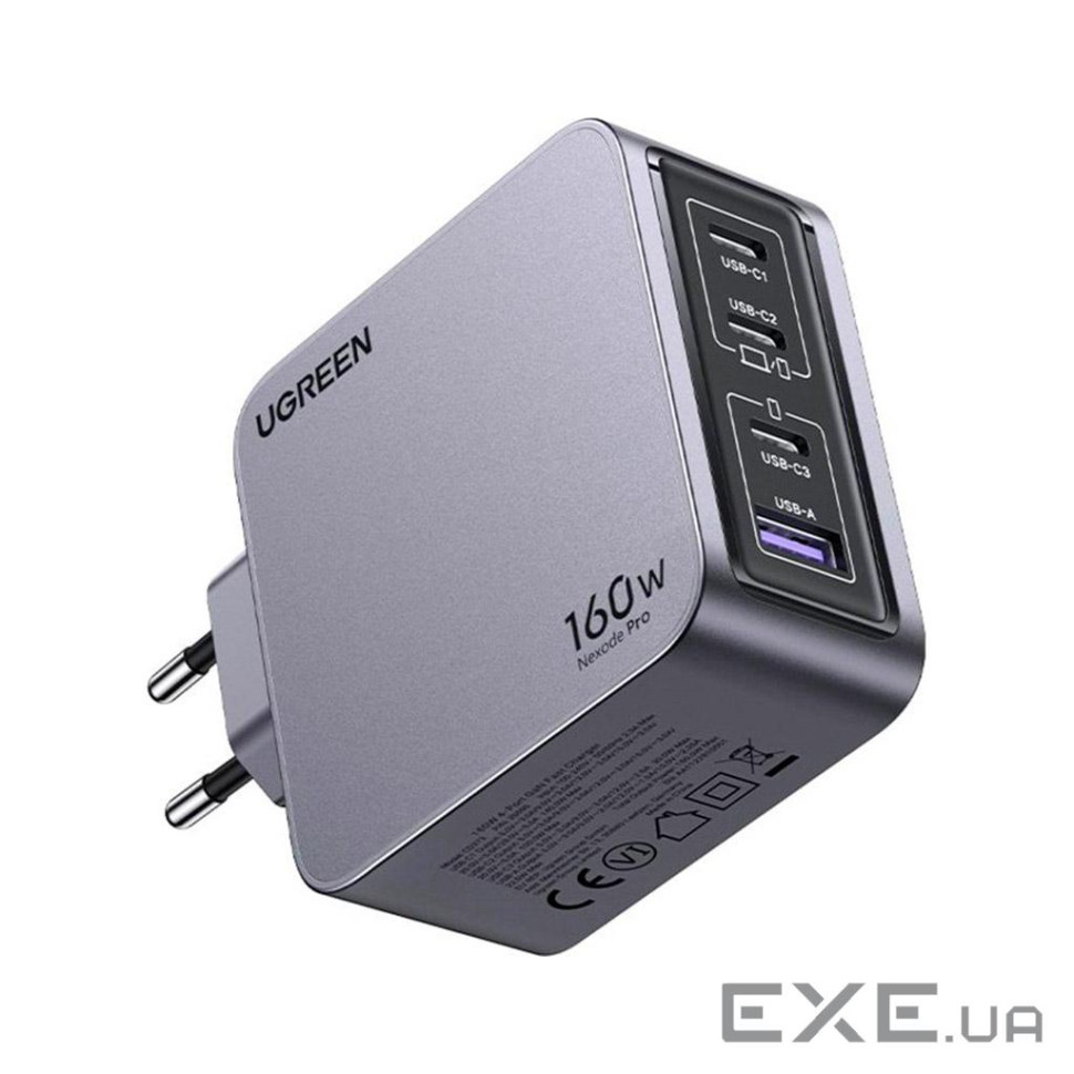 Зарядний пристрій Ugreen 4xUSB 160W (3xUSB-C + USB-A) Gan Nexode Pro X763 (25877)