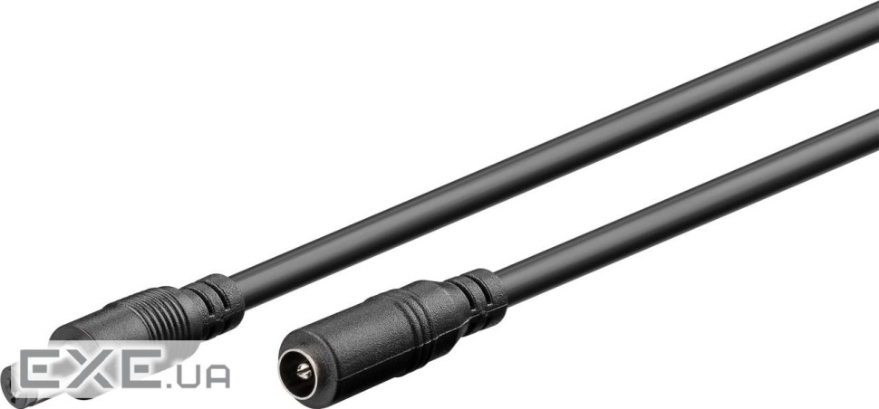 Кабель живлення-подовжувач Jack DC M/F 1.5m,5.5x2.1mm AWG20 D=5.0mm Cu,чорний (75.07.6635-1)