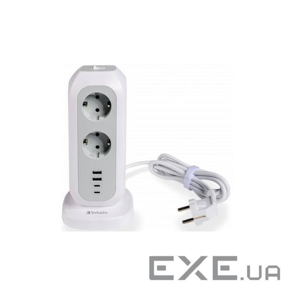 Мережевий фільтр VERBATIM EUPT-01 White, 11 розеток, 2xUSB-C, 2xUSB, 2м (49547)