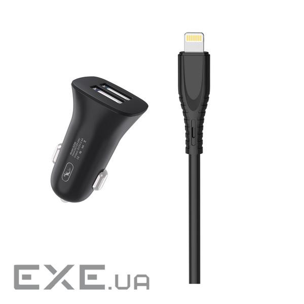 Автомобільний зарядний пристрій SkyDolphin SZ09L (2USB, 3.4A) Black (AZP-000109) + кабель Lightnin