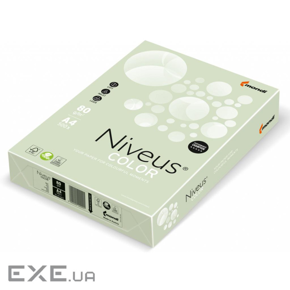 Папір Mondi Niveus COLOR Pastel lightGreen A4, 80g, 500sh (A4.80.NVP.GN27.500)