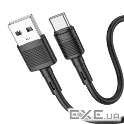 Кабель HOCO X83 USB to Type-C 3A, 1m, PVC, PVC connectors, Black (6931474770905)