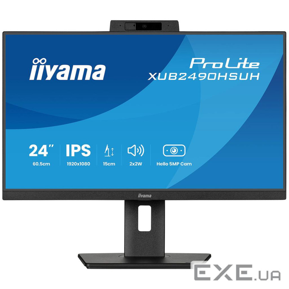 Монітор IPS РК монітор, 1920х1080, 4 мс (GTG), 100 Гц, FreeSync, 5МП камера Wind (XUB2490HSUH-B2)