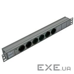 Блок на 6 разів. ньому. станд. 10А без шнура з індикатором Kingda 19" 1U