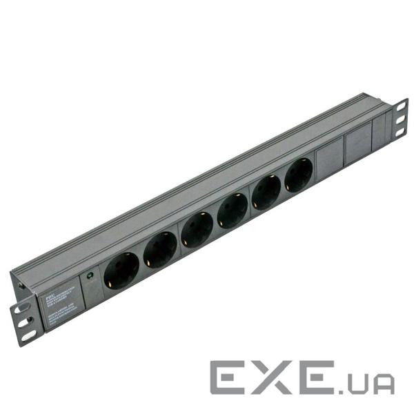 Блок на 6 разів. ньому. станд. 10А без шнура з індикатором Kingda 19" 1U