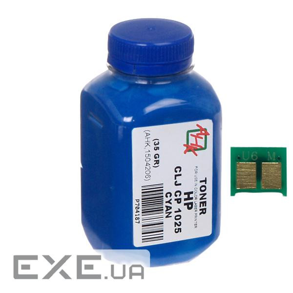 Тонер HP CLJ CP1025 35г Cyan +chip AHK (1500124)