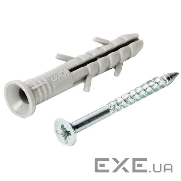 Дюбель-цвях швидкого монтажу поліетиленовий потайний 6х40 (пач.100шт .) APRO SMTP-60040