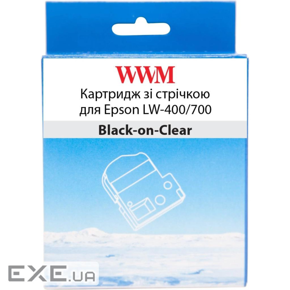 Картридж зі стрічкою WWM для Epson LW-400/700 12mm х 8m Black-on-Clear (WWM-ST12K) 8m Black-on-Clear (WWM-ST12K)