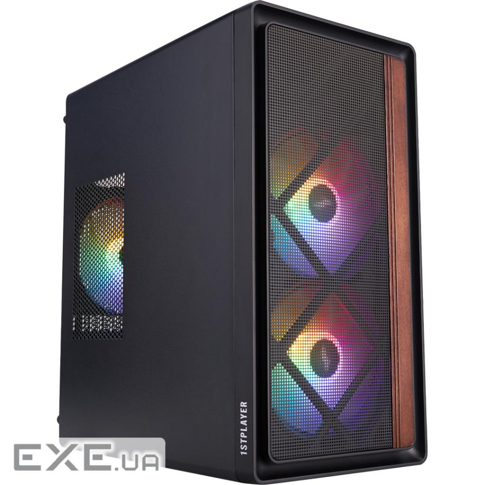 Корпус 1stPlayer WD1-BK-3F1 Black