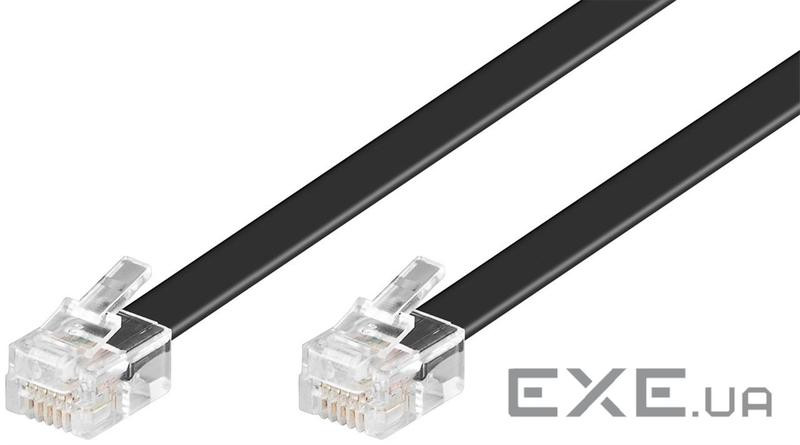 Кабель телефонний RJ12 M/M 10.0m, плоский 6P6C AWG28 1:1 Western, HQ, чорний (75.05.0323-10)