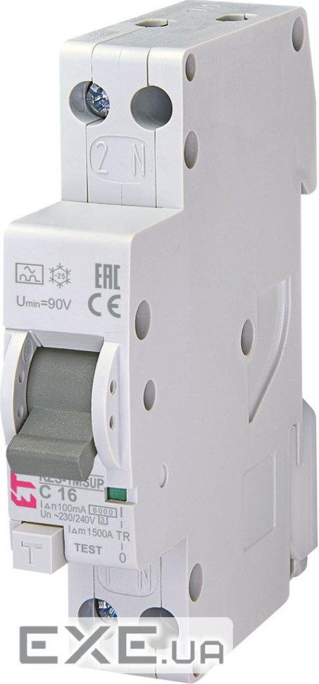 Диф. автоматичний вимикач ETI KZS 1M SUP C 16/0,1 тип A (6kA) (верхнє підключ.) (2175874)