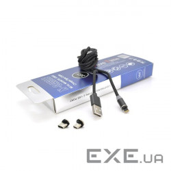 Магнітний кабель PiPo USB 2.0/Micro/Lighting/Type-C 2.0м Black (18180)