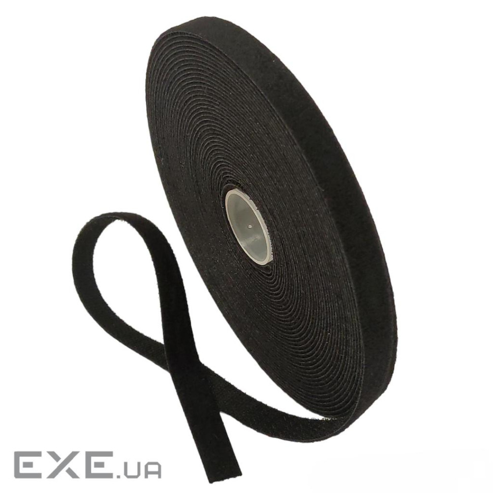 Стяжка-липучка, 12 мм x 10 м, моток, чорна , EPNew (GTM-1210BKZ-E5)