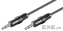 Кабель аудіо-сигнальний Jack 3.5mm 3pin M / M 1.5m, Shielded (45жіл) D = 4.0mm AUX Cu, чорн (75.05.1658-1)