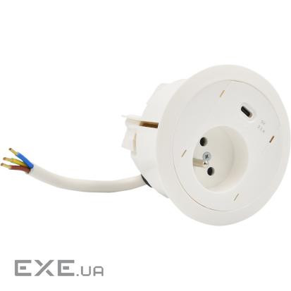 Розетковий блок Simon483: 1x250В тип F, зарядний пристрій 1xUSB тип C, білий (48330F10E000000-33)