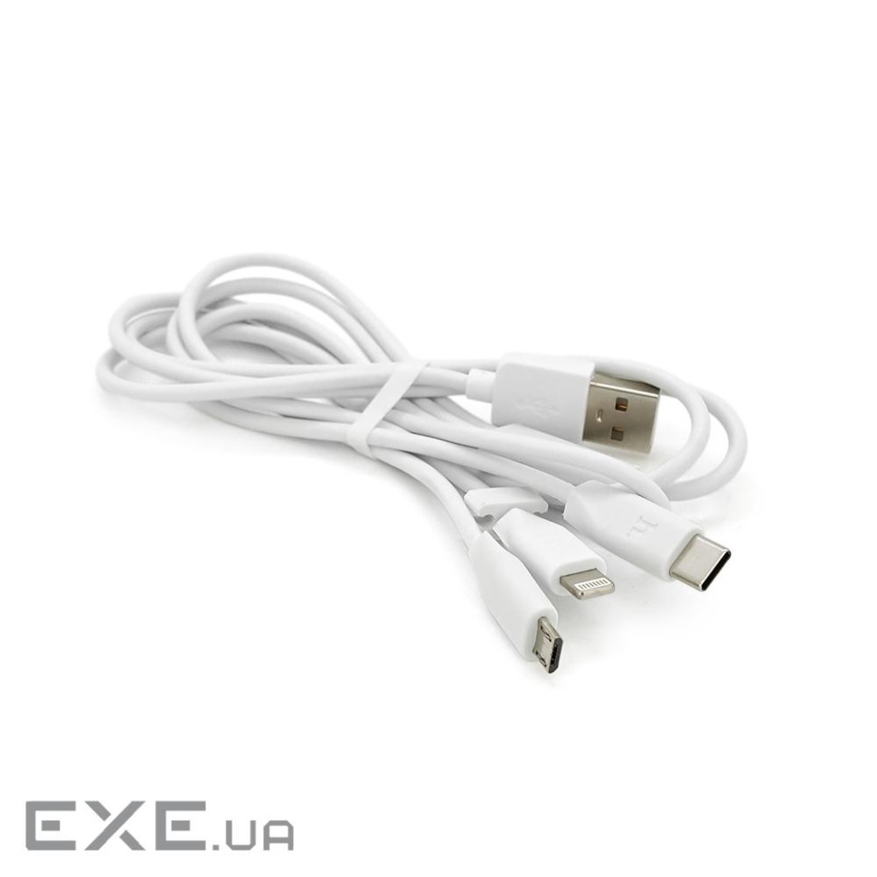 Кабель HOCO X1 USB-1 3 in 1 Micro / Iphone / Type-C, 2A, довжина 1м, White, Box (HOCO X1 / 3W)