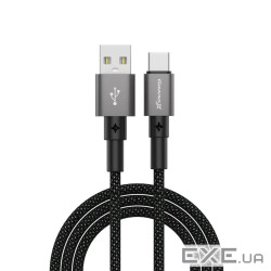 Дата кабель USB 2.0 AM to USB-C 1.0m 3A nylon black Grand-X (PC-08B)