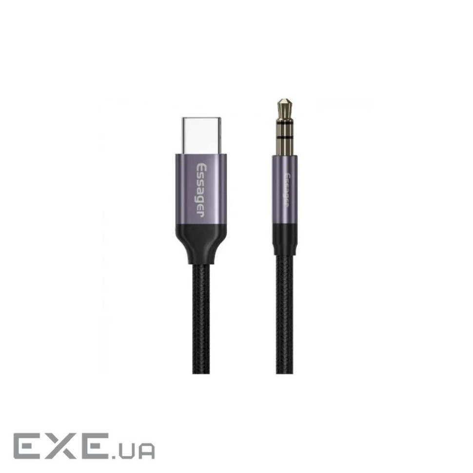 Кабель мультимедійний USB-C to 3.5mm M 1.0m gray Essager (EZJE02-0G)