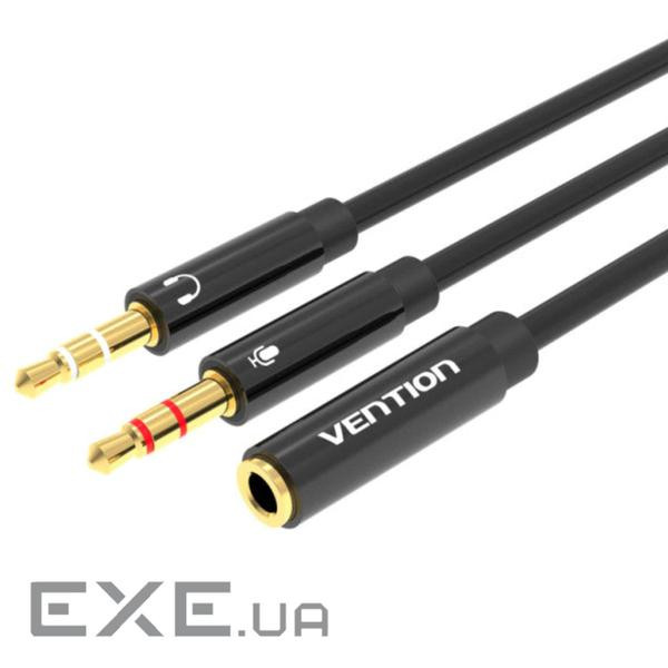 Перехідник аудіо Jack 3.5mm 4pin F -> 2X 3.5mm M (мікрофон + навушники) чорний Vention (BBTBY) Vention (BBTBY)