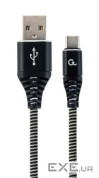 Дата кабель USB 2.0 AM to USB-C 2.0m Cablexpert (CC-USB2B-AMCM-2M-BW)