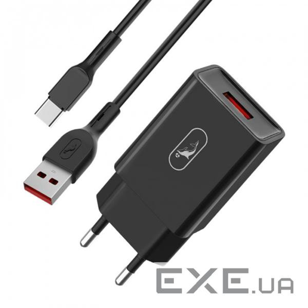 Зарядний пристрій SkyDolphin SC36T (1USB, 2.4A) Black (SDMZP-000175) + кабель USB Type-C