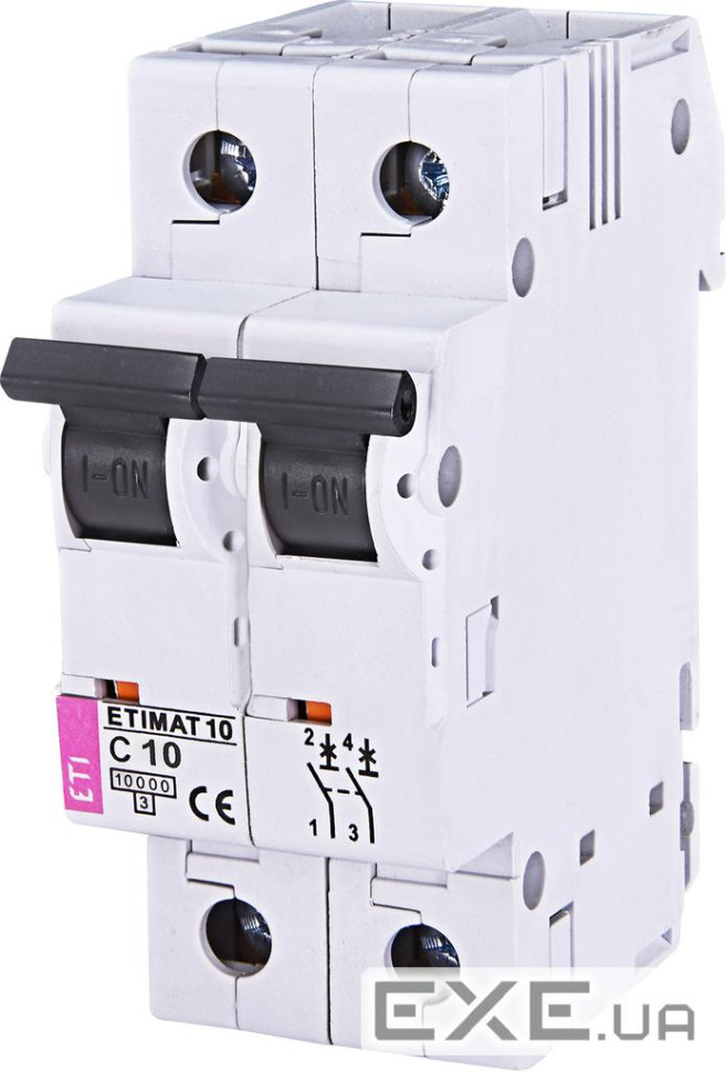Автоматичний вимикач ETI ETIMAT 10 2p C 10А (10 kA) (2133714)