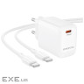 Зарядний пристрій BOROFONE BN26 Fuente USB-C PD20W + cable USB-C to USB-C White (6941991120251)