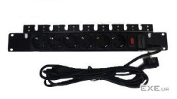 Блок розеток 1,5U 19 "на 6 розеток з викл. PDU 220В, 10А, 3м, Schuko CSV-6-10-3