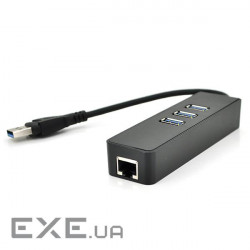 Концентратор USB 3.0, 3 ports, 1 ports ethernet , Black, (YT-3H3+1)