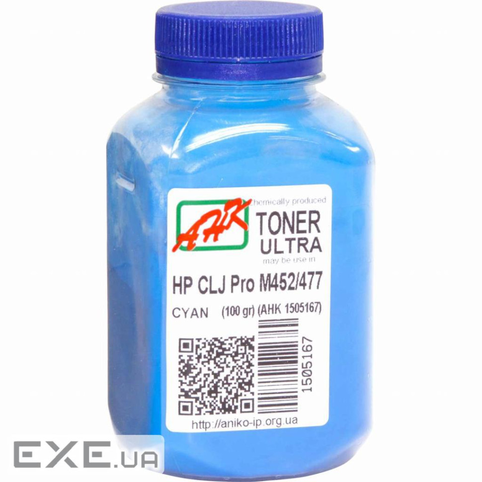 Тонер HP CLJ Pro M452/477, 100г Cyan ULTRA COLOR AHK (1505167)