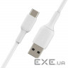 Дата кабель USB 2.0 AM to USB-C 2.0m PVC white Belkin (CAB001BT2MWH)