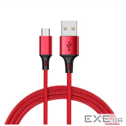 Дата кабель USB 2.0 AM to Micro 5P 1.0m 2.4A braided red XO (NB143-M1-RD)