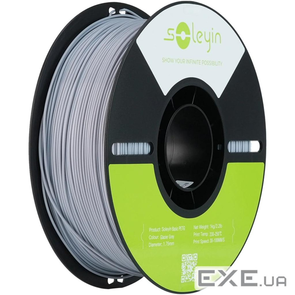 Пластик для 3D-принтера Creality Soleyin PETG 1.75мм, 1кг, glacier grey (3301030166)