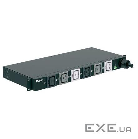 Блок розеток 1U, 3 фаз, 22кВА, 32A , 6хC19, шнур 3м IEC 60309 (P06B38M)
