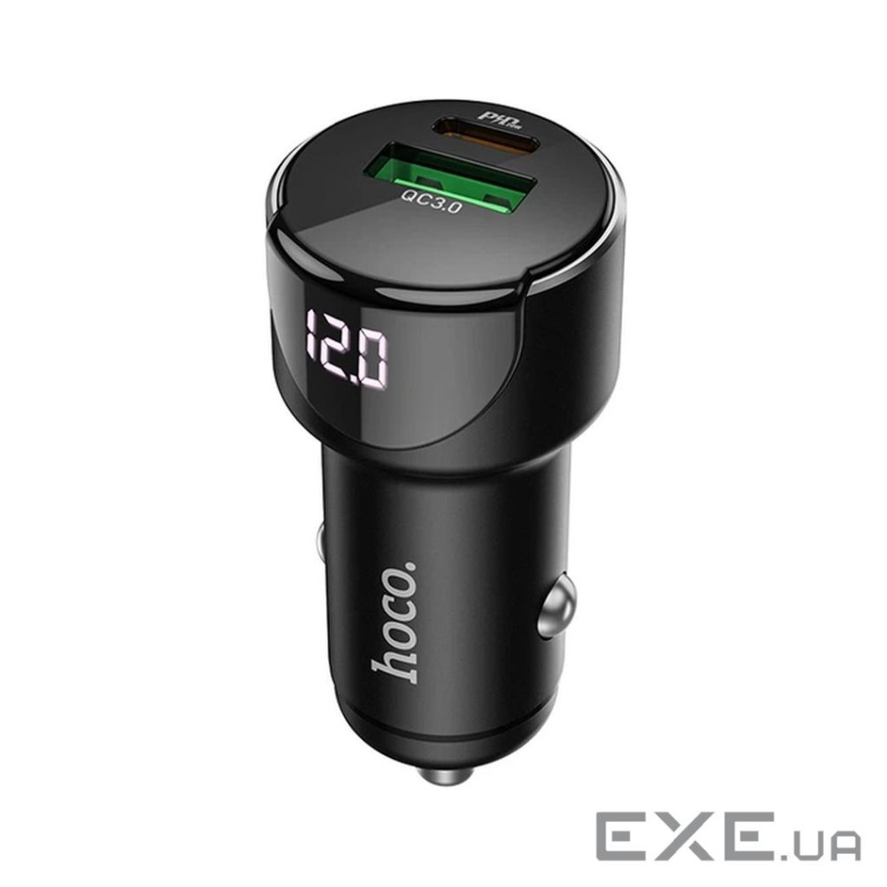 Автомобільний зарядний пристрій HOCO Z42 Light road 1xUSB-A, 1xUSB-C, PD20W, QC3.0 (6931474742544)