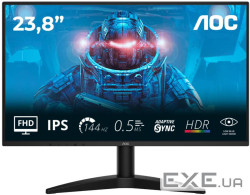 Монiтор TFT AOC 23.8" 24B36X IPS FHD 300nit 144Hz HDMI DP чорний