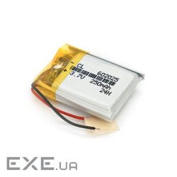 Літій-полімерний акумулятор 6*20*25mm (Li-ion 3.7В 250мА&middot,год) (602025) ) (602025)