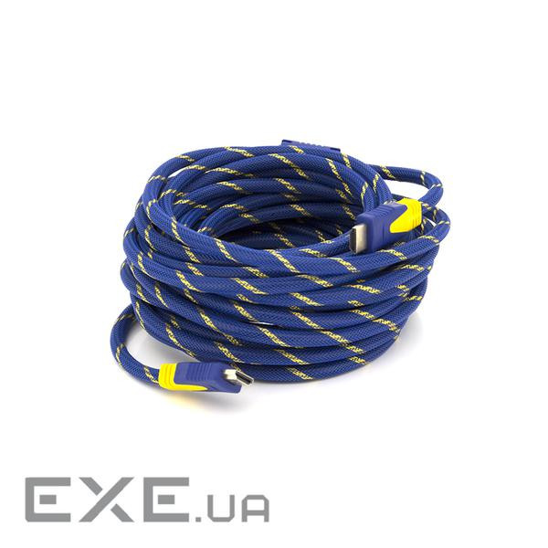 Кабель мультимедійний HDMI M to HDMI M 10.0m V1.4 blue/gold Merlion (YT-HDMI(M)/(M)NY/BL-10m)