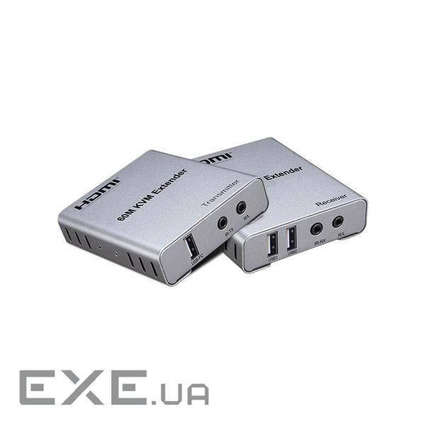 Перехідник аудіо-відео HDMI M/F (over RJ45),x1 60m 1080p +USB KVM extender,сірий (62.09.8190-1) (62.09.8190-1)