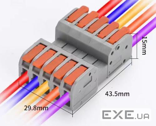 Клема роз&apos,ємна з натискними затискачами 5-провідна DF-2604D, 5-pin, 250V, 32A, 0 (DF-2604D / 5)