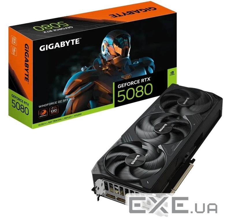 Відеокарта GIGABYTE Nvidia GeForce RTX 5080 WINDFORCE OC SFF 16G (GV-N5080WF3OC-16GD) GIGABYTE Nvidia GeForce RTX 5080 W