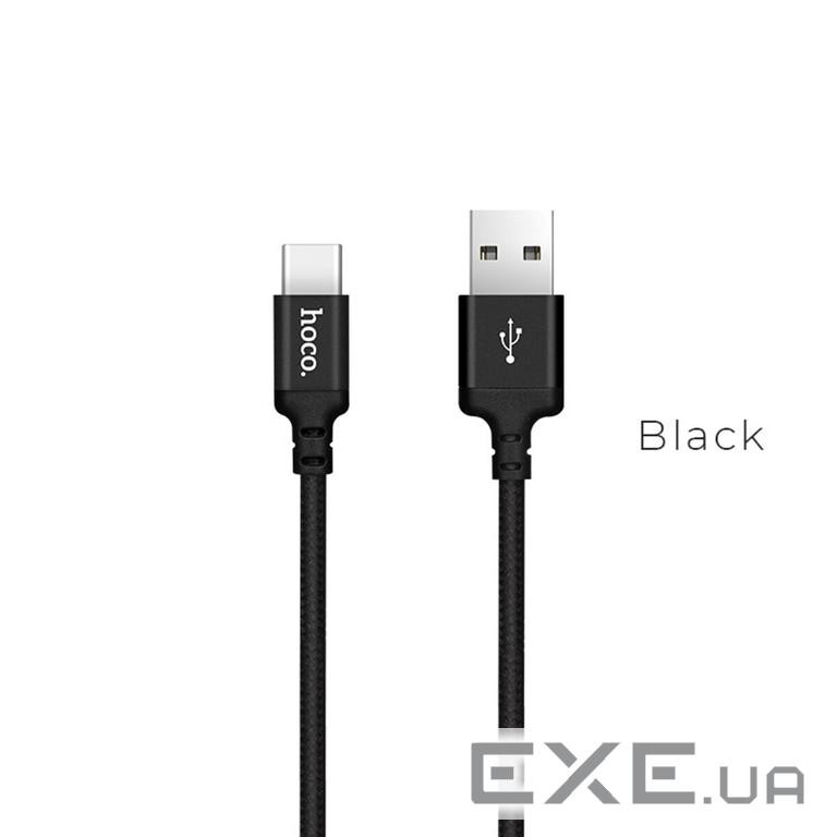 Кабель HOCO X14 USB to Type-C 3A, 1m, nylon, aluminum connectors, Black (6957531062868)