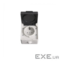 Накладная розетка ELM OW-10EC с заземлением и крышкой (41-0038)