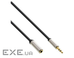 Кабель аудіо-сигнальний Jack 3.5mm 3pin M/F 1.0m,Slim Shielded Metal Gold Cu,чорний (77.09.9231-1) (77.09.9231-1)