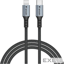 Кабель живлення та синхронізації Verbatim-USB-С- Lightning /120 см-чорний (31844)