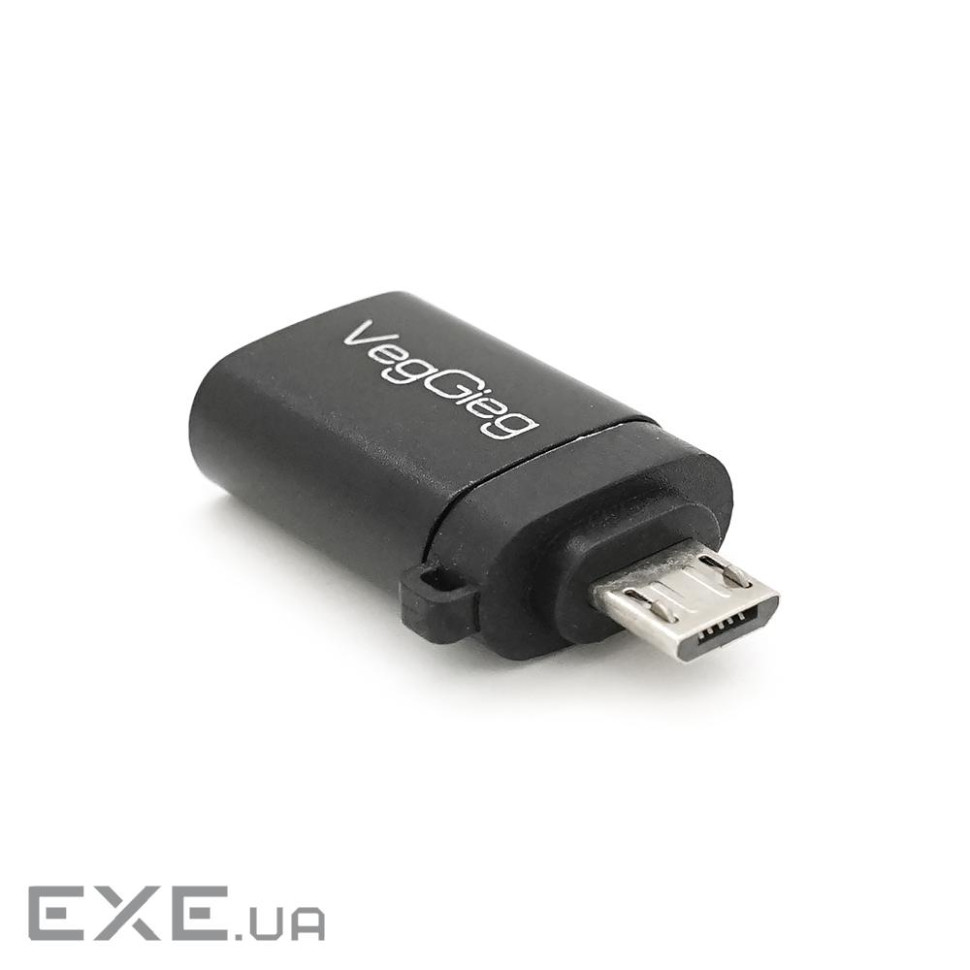 Перехідник VEGGIEG V-S123 USB3.0(AF) OTG => microUSB(M), Black, Пакет