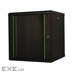 Шафа настінна Lande Proline 12U 19" 600x600, скло, чорна (LN-PR12U6060-BL-111)