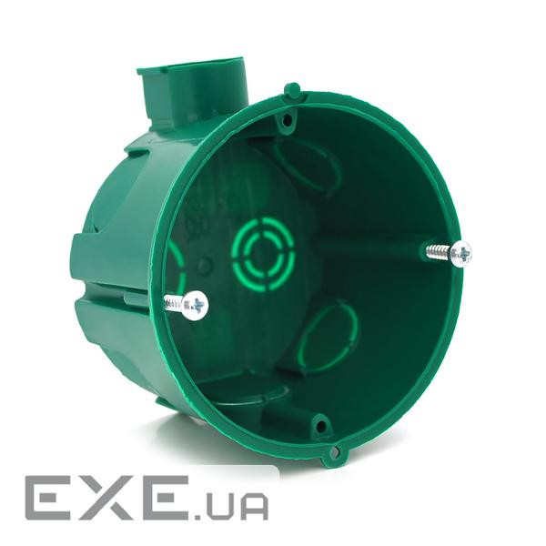 Підрозетник / Коробка стикувальна, бетон &Oslash,68х45мм (з болтами) зелена Q100 (ПКС68З) )