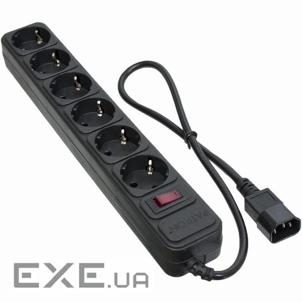 Мережевий фільтр живлення PATRON 0.5 m3*1mm2 (SP-1062U) 6 розеток BLACK (EXT-PN-SP-1062U)